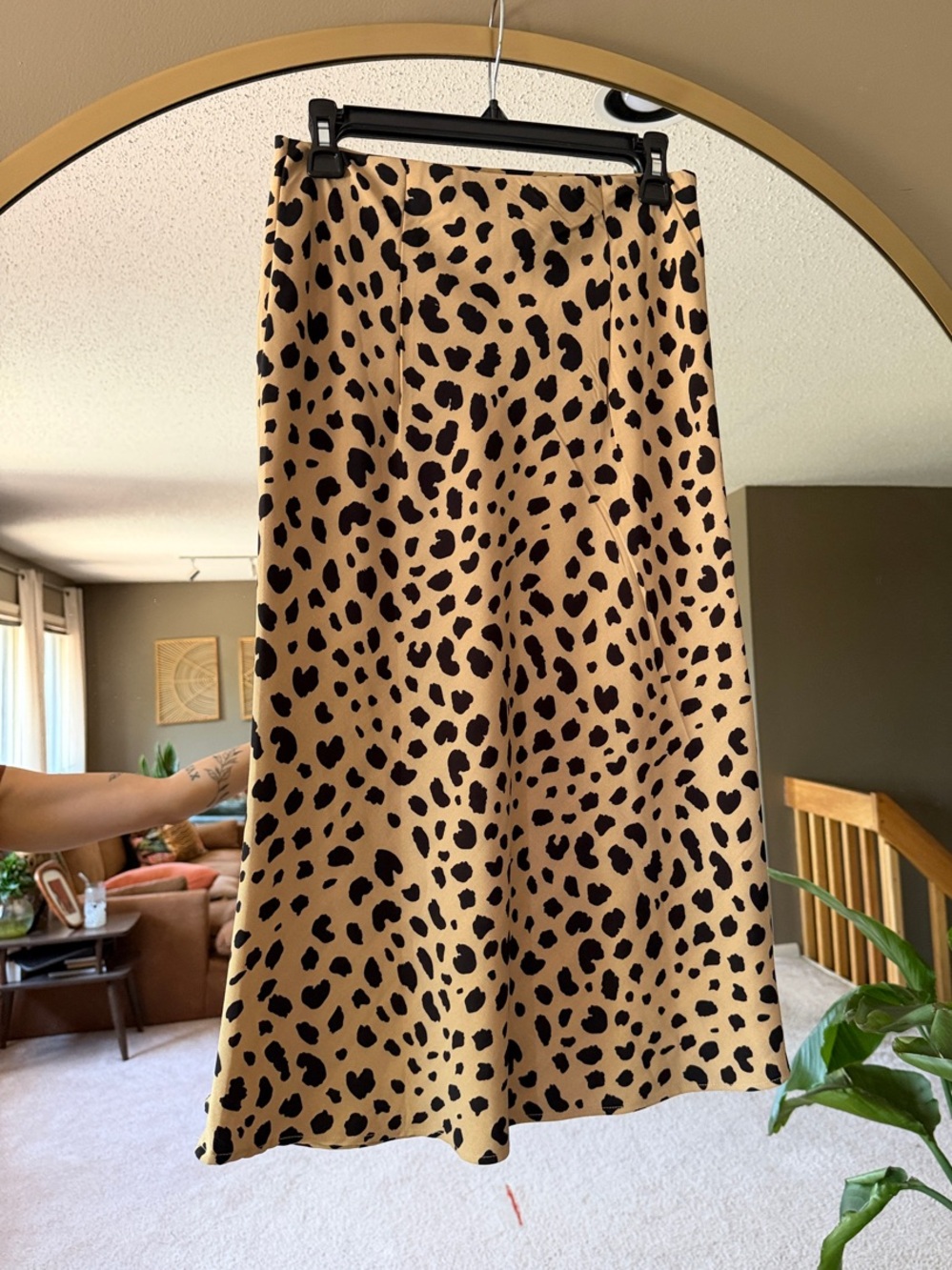 RACHEL ZOE Leopard Print A-Line Midi Skirt NWOT